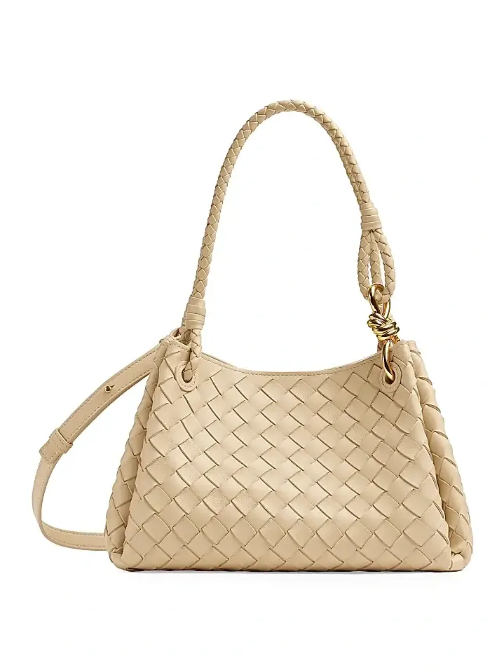 Women's Medium Parachute Intrecciato Leather Shoulder Bag Women's Medium Parachute Intrecciato Leather Shoulder Bag