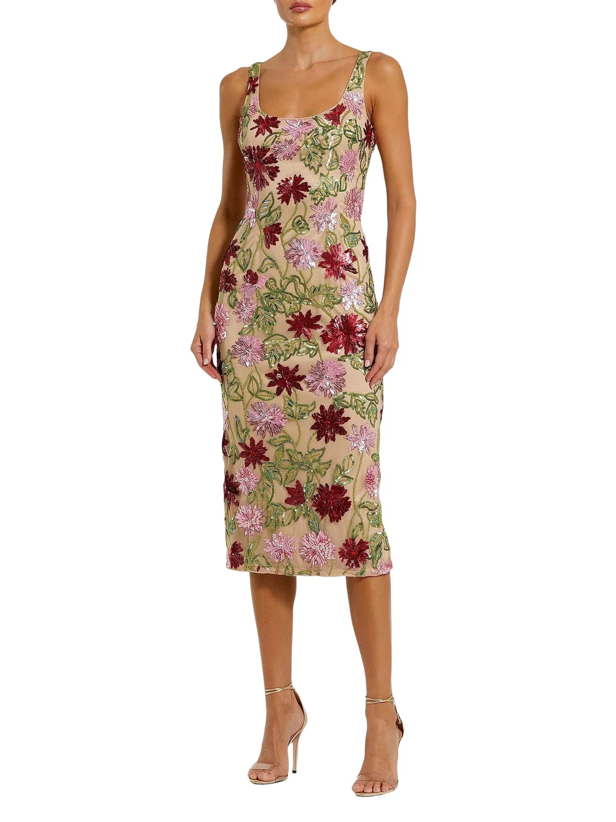 Mac Duggal Women's Embellished Floral Mesh Scoopneck Midi-Dress