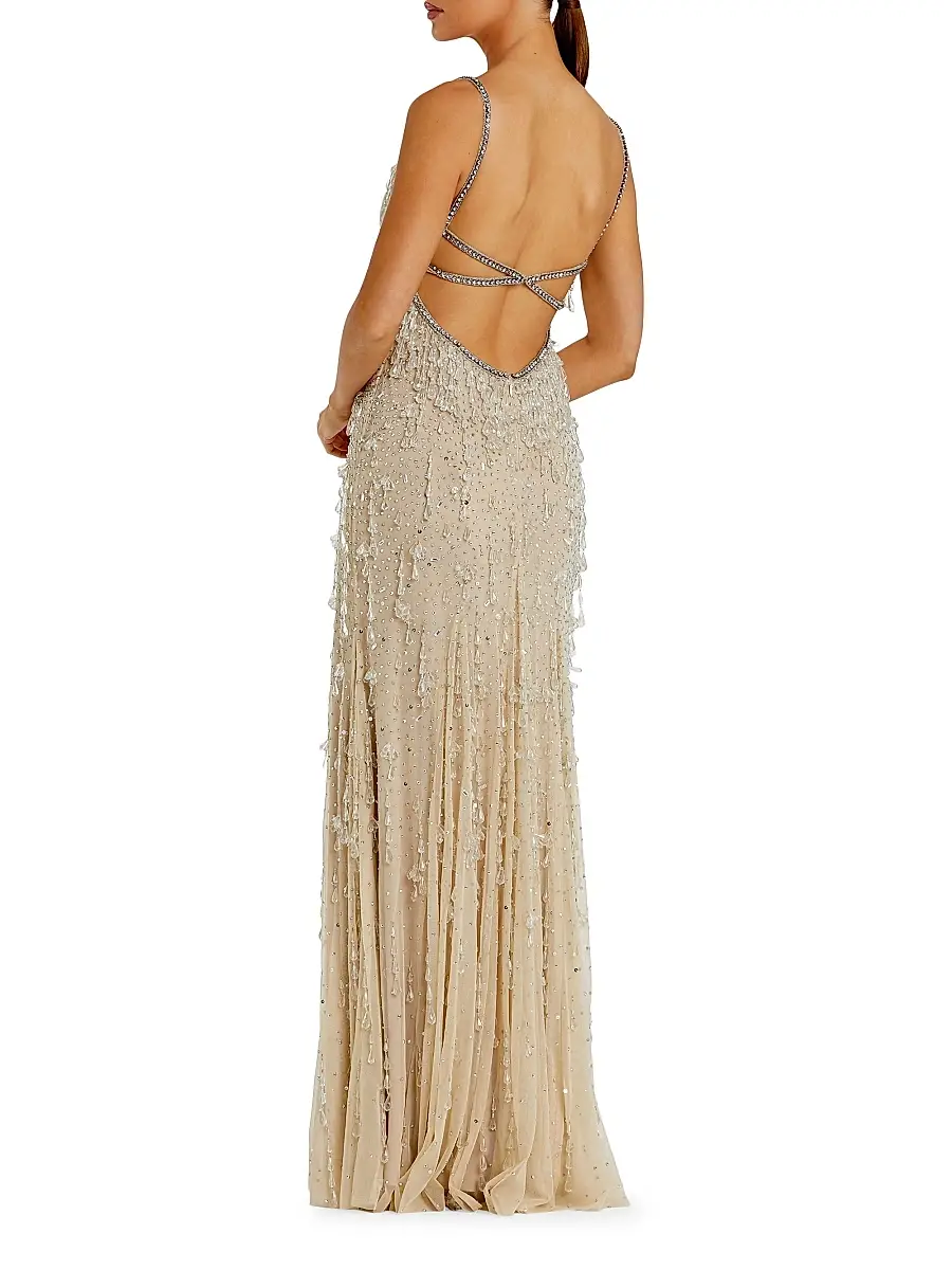 Mac Duggal Women's Faux Pearl Embellished Column Gown | Thumbnail 2 Mac Duggal Women's Faux Pearl Embellished Column Gown | Thumbnail 2