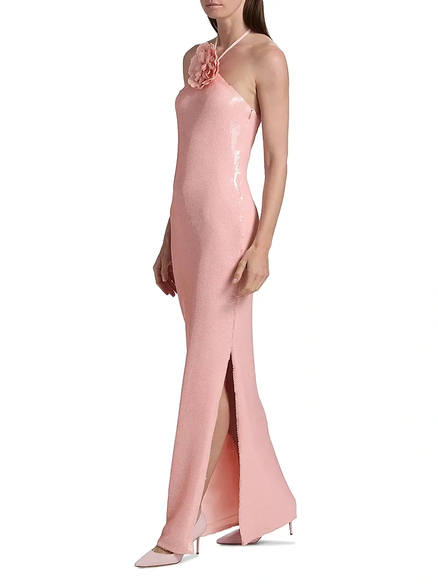 Rodarte Women's Sequined Floral Halter Cocktail Dress | Thumbnail 4 Rodarte Women's Sequined Floral Halter Cocktail Dress | Thumbnail 4