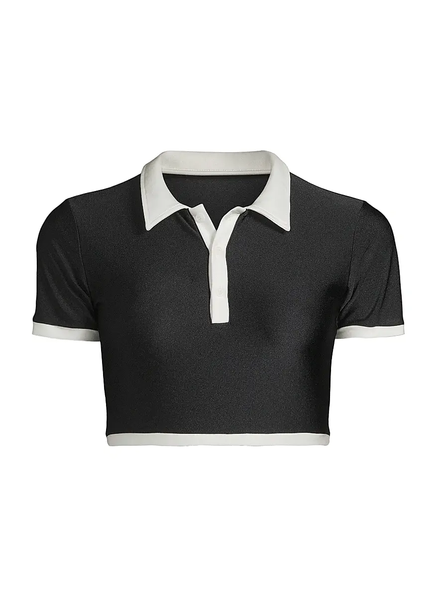 Shani Shemer Women's Chloe Cover-Up Crop Top - Black And White | Image 1 Shani Shemer Women's Chloe Cover-Up Crop Top - Black And White | Image 1