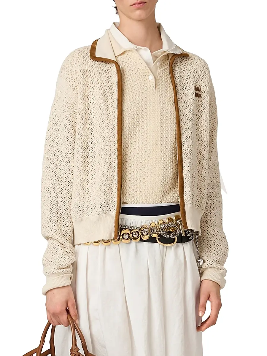 Miu Miu Women's Cotton Polo Shirt - Beige Khaki | Thumbnail 2 Miu Miu Women's Cotton Polo Shirt - Beige Khaki | Thumbnail 2