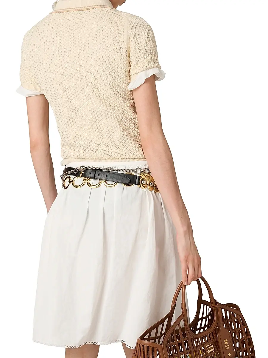 Miu Miu Women's Cotton Polo Shirt - Beige Khaki | Thumbnail 3 Miu Miu Women's Cotton Polo Shirt - Beige Khaki | Thumbnail 3