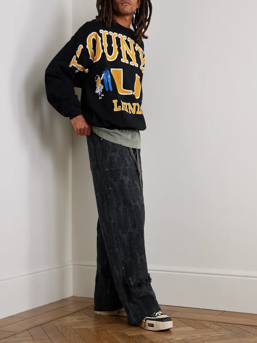 KAPITAL Magpie Easy Straight-Leg Cotton-Jacquard Drawstring Trousers - Men | Thumbnail 2 KAPITAL Magpie Easy Straight-Leg Cotton-Jacquard Drawstring Trousers - Men | Thumbnail 2