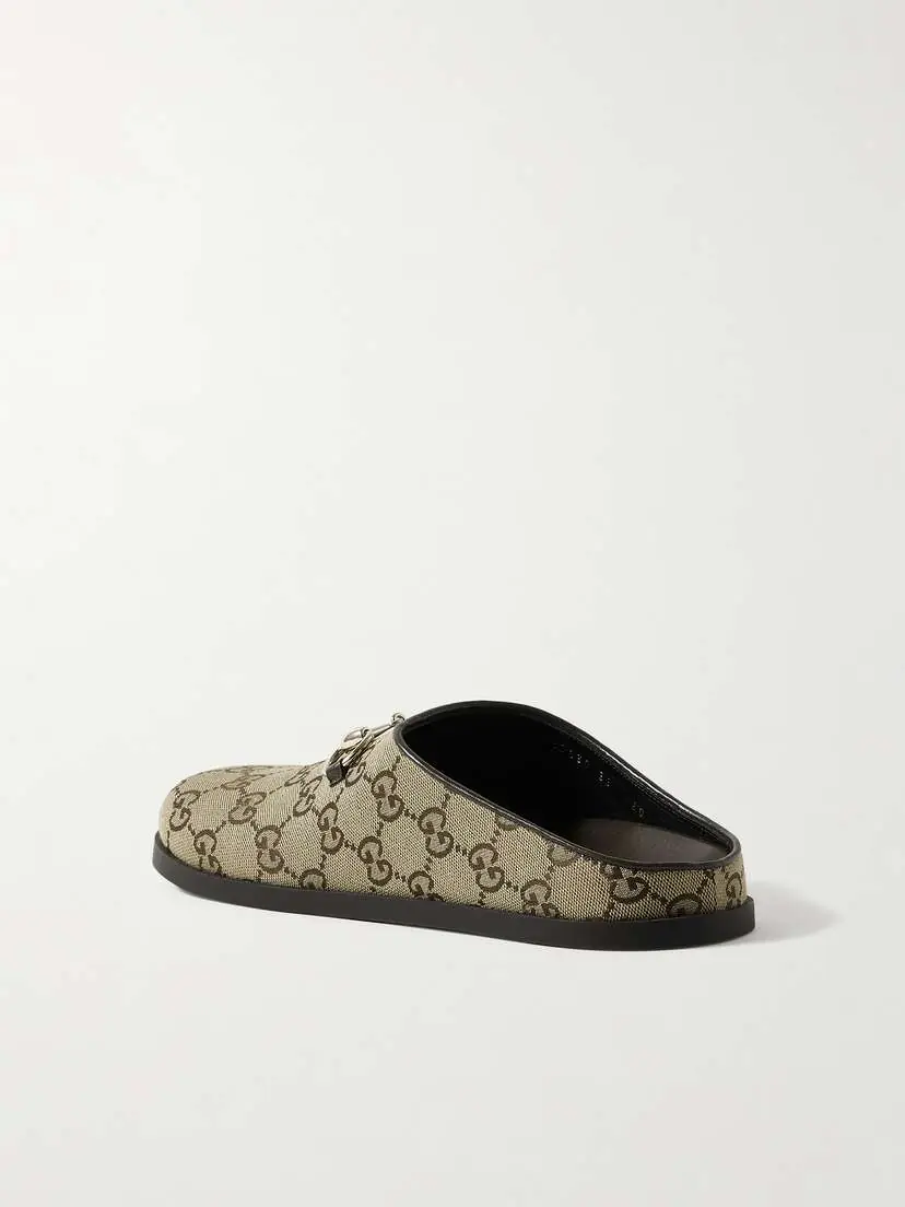 Gucci New Sol Horsebit-detailed Leather-trimmed Canvas-jacquard Slippers | Thumbnail 3 Gucci New Sol Horsebit-detailed Leather-trimmed Canvas-jacquard Slippers | Thumbnail 3