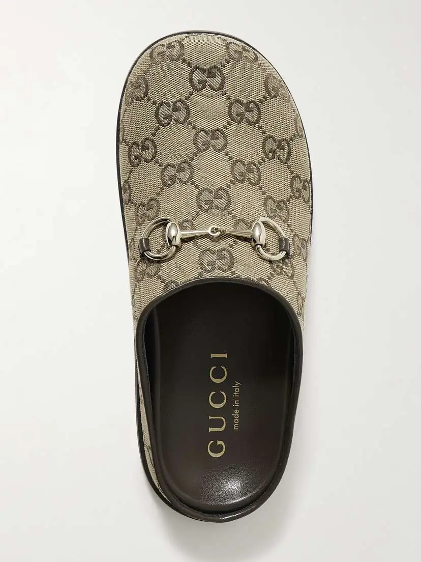 Gucci New Sol Horsebit-detailed Leather-trimmed Canvas-jacquard Slippers | Thumbnail 5 Gucci New Sol Horsebit-detailed Leather-trimmed Canvas-jacquard Slippers | Thumbnail 5