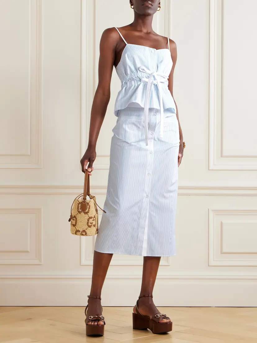 Gucci Tie-front Striped Cotton Oxford Camisole | Thumbnail 2