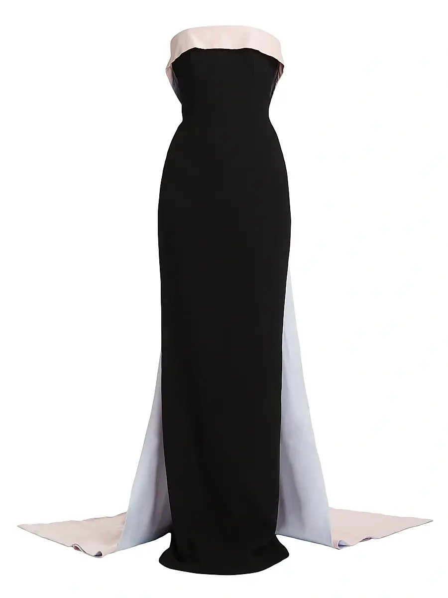 Sergio Hudson Women's Stretch-Crepe Strapless Train Gown - Black | Image 1 Sergio Hudson Women's Stretch-Crepe Strapless Train Gown - Black | Image 1