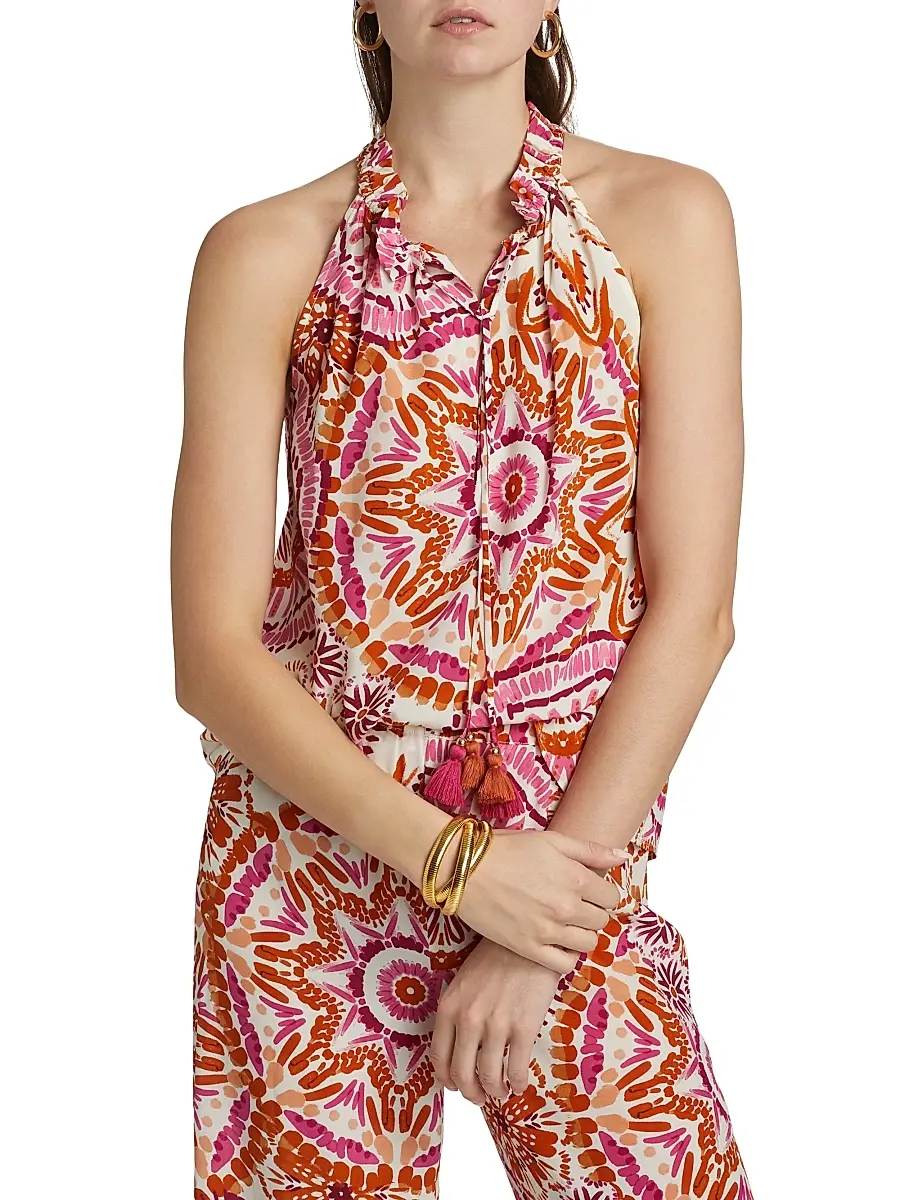 FIGUE Women's Betty Printed Tieneck Sleeveless Top | Thumbnail 3 FIGUE Women's Betty Printed Tieneck Sleeveless Top | Thumbnail 3