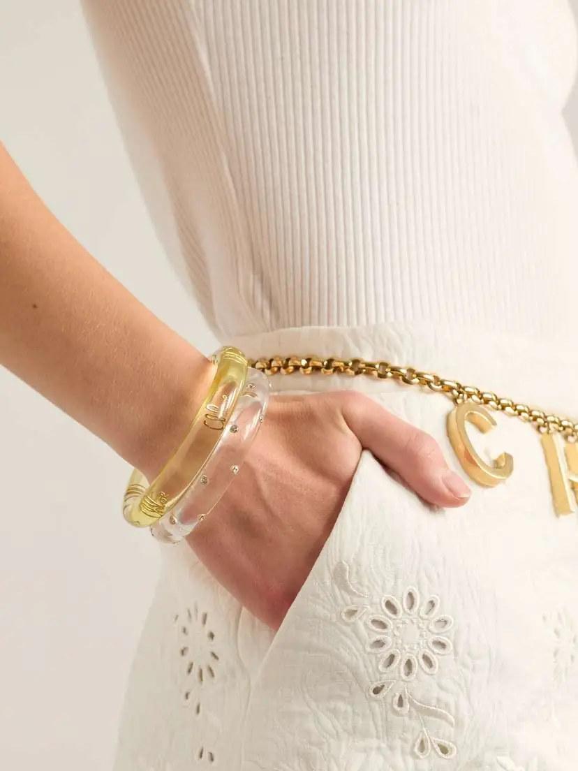 Chloé Set Of Two Resin, Crystal And Gold-tone Bangles | Thumbnail 2