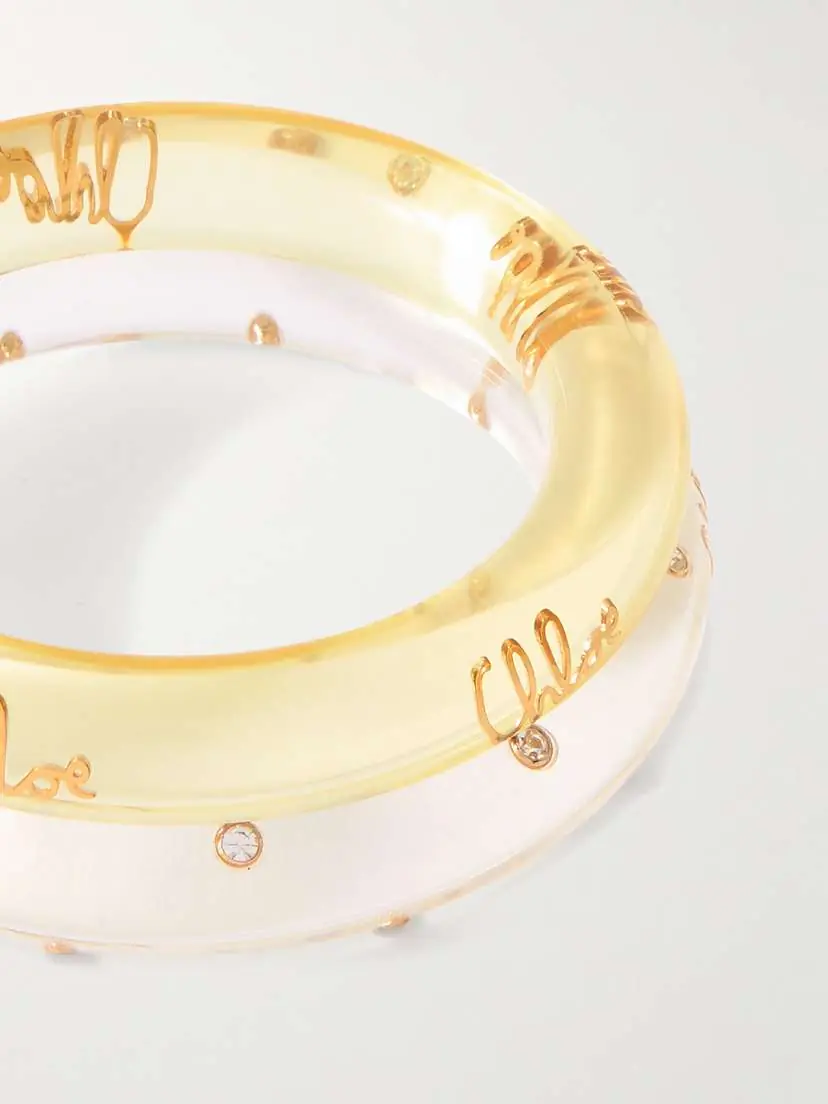 Chloé Set Of Two Resin, Crystal And Gold-tone Bangles | Thumbnail 4