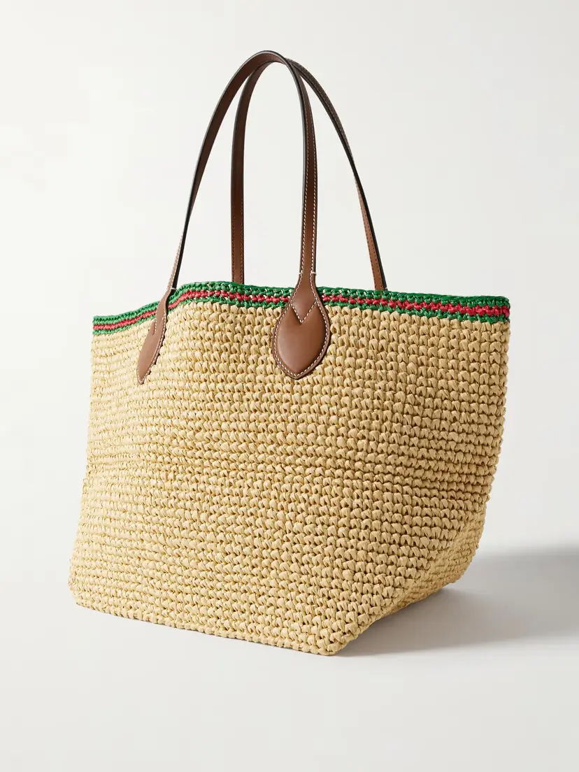 Gucci Leather-trimmed Faux Raffia Tote | Thumbnail 3 Gucci Leather-trimmed Faux Raffia Tote | Thumbnail 3