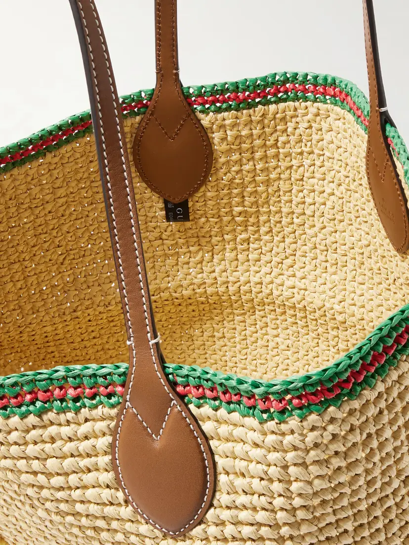 Gucci Leather-trimmed Faux Raffia Tote | Thumbnail 5 Gucci Leather-trimmed Faux Raffia Tote | Thumbnail 5