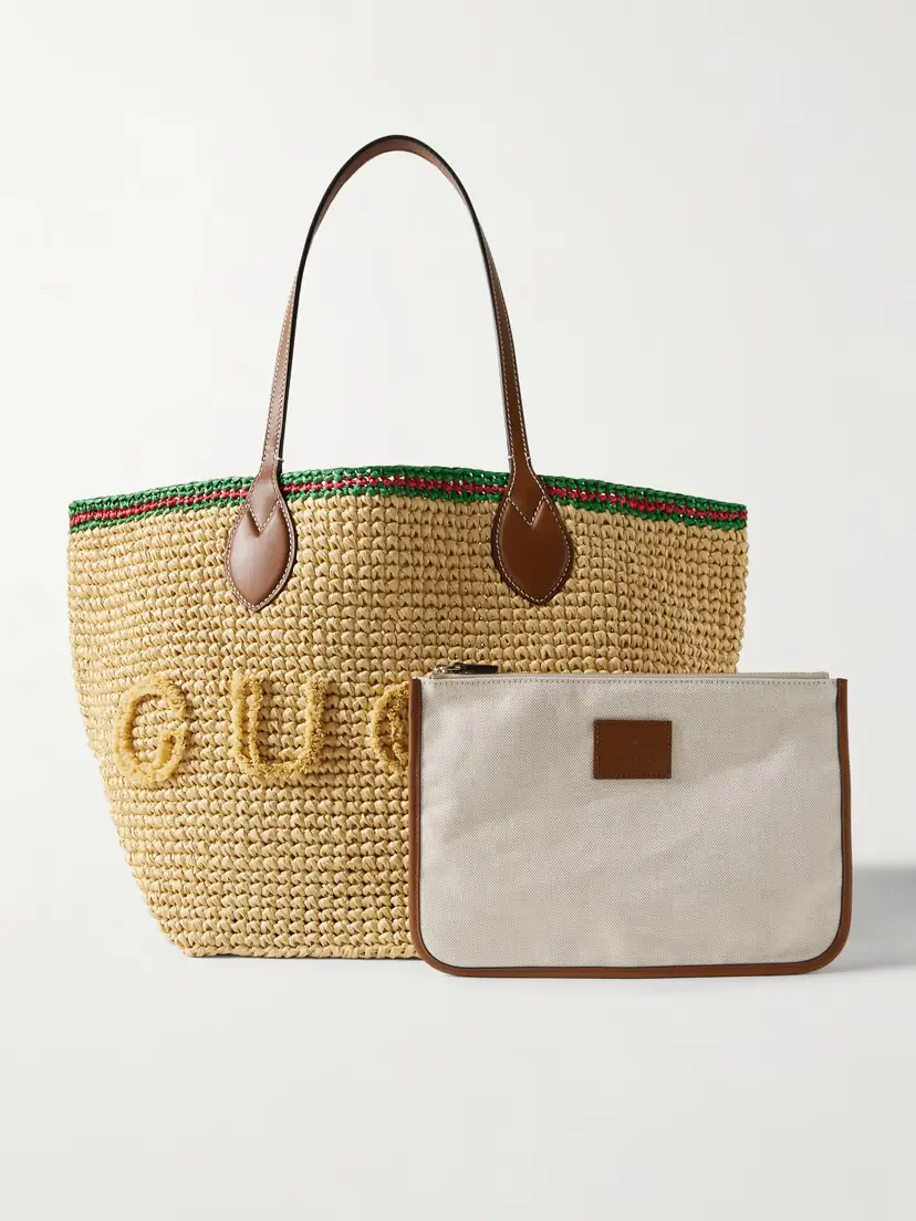 Gucci Leather-trimmed Faux Raffia Tote | Thumbnail 6 Gucci Leather-trimmed Faux Raffia Tote | Thumbnail 6