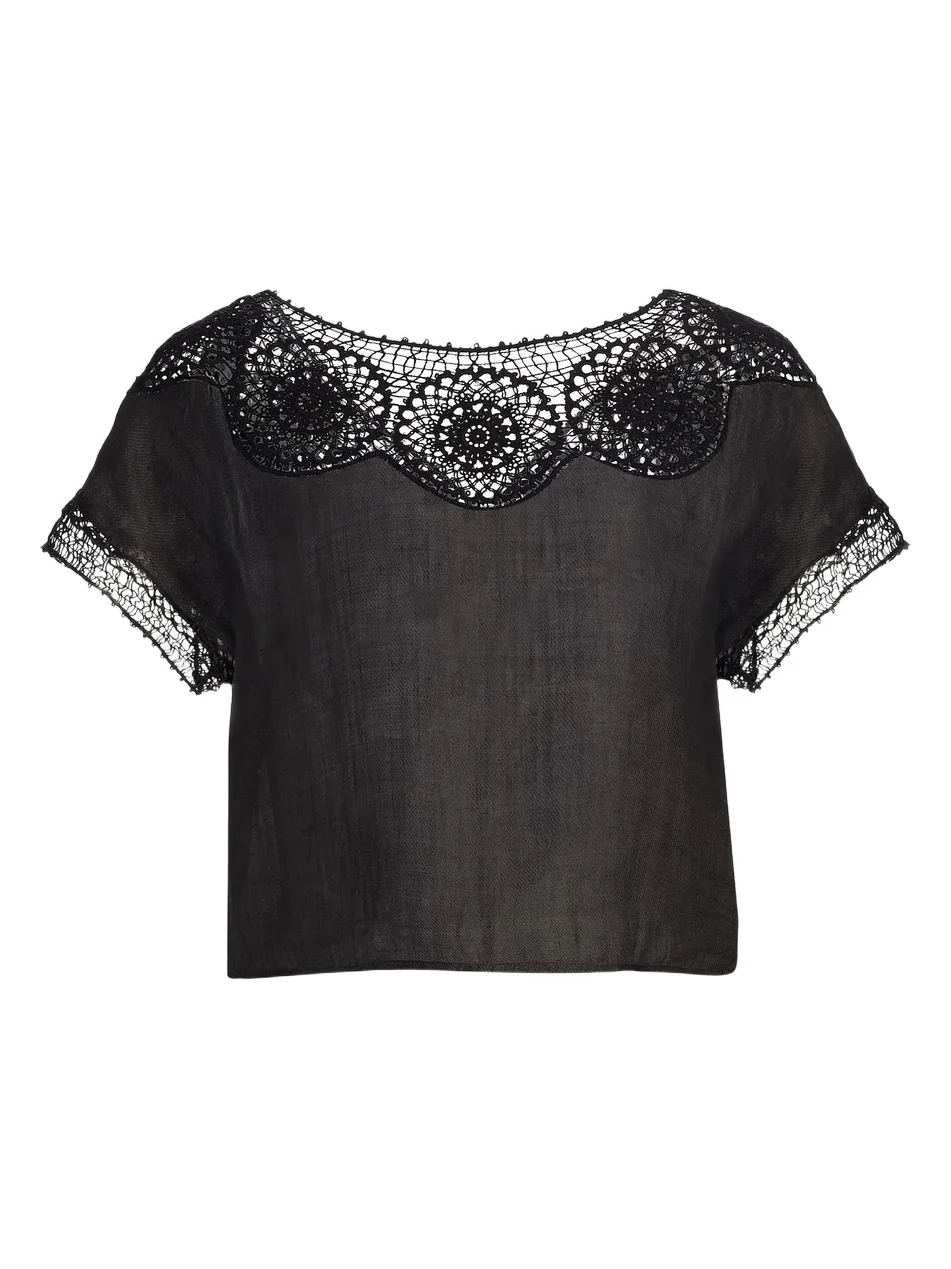 Nili Lotan Women's Caila Embroidered Scoopneck Top