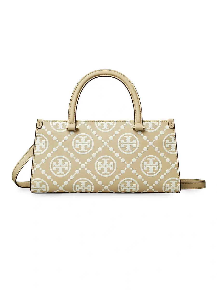 Tory Burch Women's T Monogram Embossed Leather Top Handle Bag - Beige | Image 1 Tory Burch Women's T Monogram Embossed Leather Top Handle Bag - Beige | Image 1
