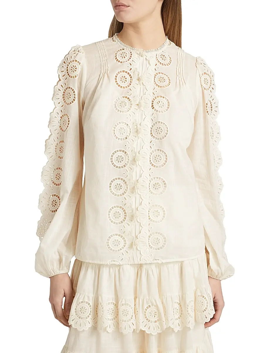 Zimmermann Women's Lucky Embroidered Cotton Blouse | Thumbnail 3 Zimmermann Women's Lucky Embroidered Cotton Blouse | Thumbnail 3