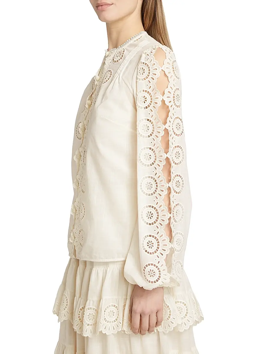 Zimmermann Women's Lucky Embroidered Cotton Blouse | Thumbnail 4 Zimmermann Women's Lucky Embroidered Cotton Blouse | Thumbnail 4