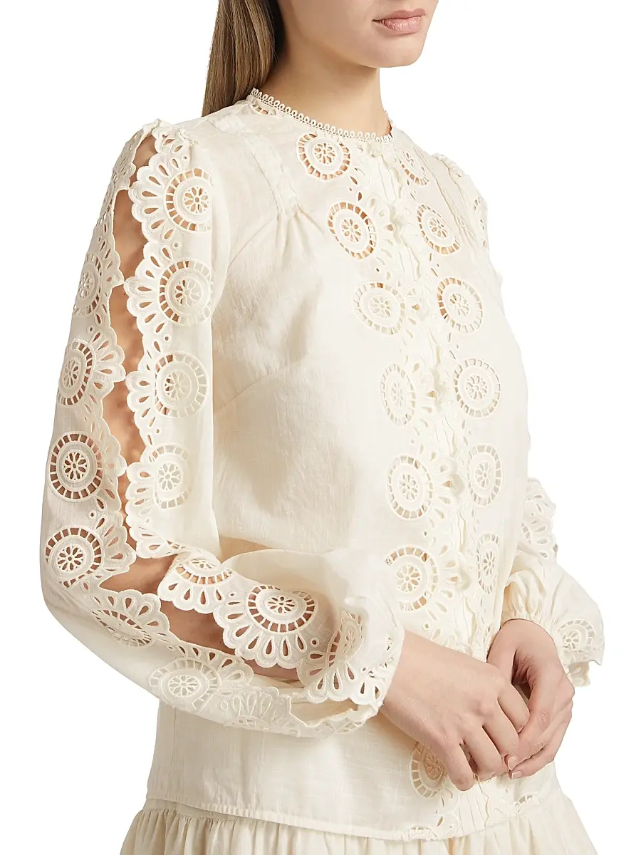 Zimmermann Women's Lucky Embroidered Cotton Blouse | Thumbnail 6 Zimmermann Women's Lucky Embroidered Cotton Blouse | Thumbnail 6