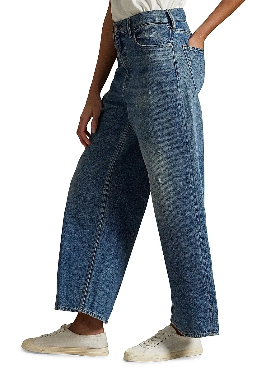 Polo Ralph Lauren Women's High-Rise Wide-Leg Crop Jeans | Thumbnail 4 Polo Ralph Lauren Women's High-Rise Wide-Leg Crop Jeans | Thumbnail 4
