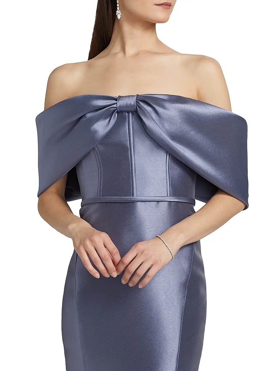 Amsale Women's Mikado Off-The-Shoulder Gown | Thumbnail 6