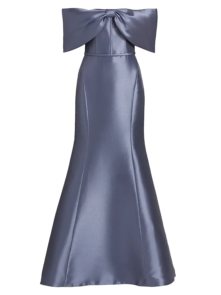 Amsale Women's Mikado Off-The-Shoulder Gown - Slate | Image 1 Amsale Women's Mikado Off-The-Shoulder Gown - Slate | Image 1
