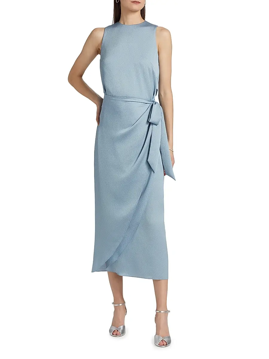 Amsale Women's Tulip Hem Hammered Satin Midi-Dress | Thumbnail 3 Amsale Women's Tulip Hem Hammered Satin Midi-Dress | Thumbnail 3