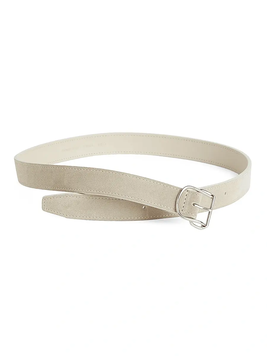 TOTEME Women's Swirl Suede Belt - Pearl | Image 1 TOTEME Women's Swirl Suede Belt - Pearl | Image 1