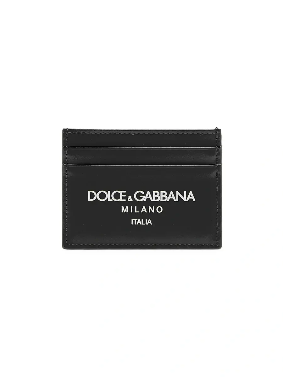 Dolce & Gabbana Men's Leather Card Case - Black White | Image 1 Dolce & Gabbana Men's Leather Card Case - Black White | Image 1