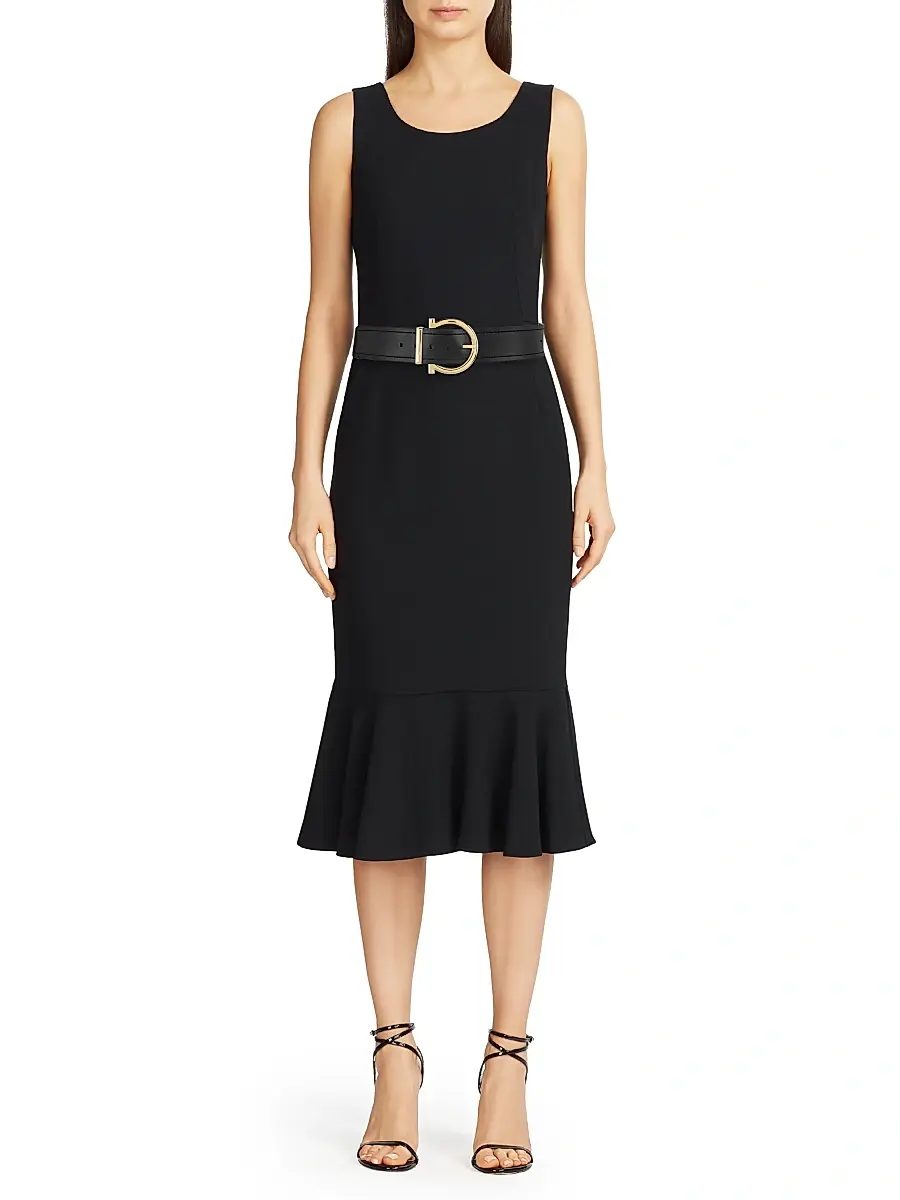 FERRAGAMO Women's Gancini Buckle Leather Belt - Black | Thumbnail 2
