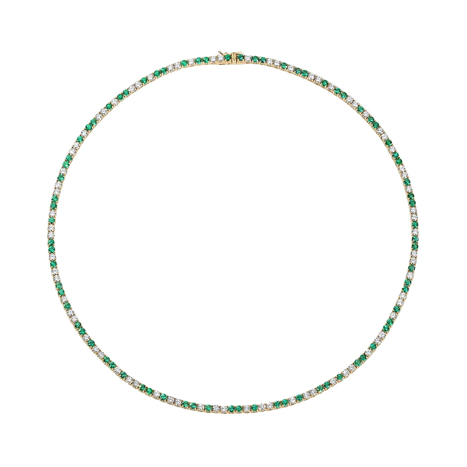 Stephanie Gottlieb Grace Green Emerald and Diamond Tennis Necklace