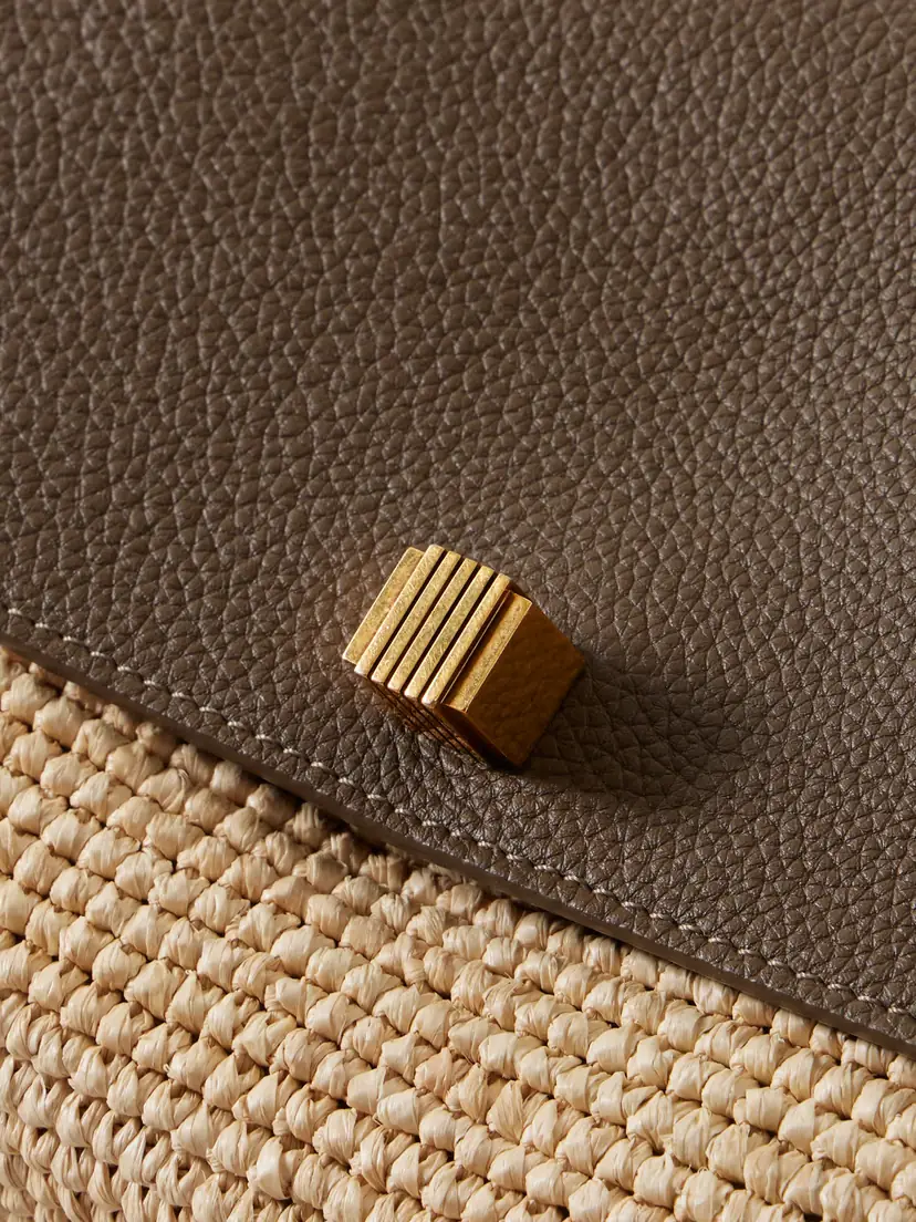 Khaite Audrey Raffia And Textured-leather Shoulder Bag | Thumbnail 4 Khaite Audrey Raffia And Textured-leather Shoulder Bag | Thumbnail 4