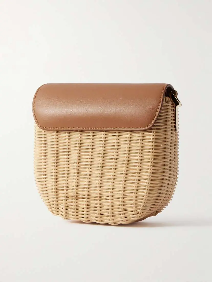 Marni Leather-trimmed Woven Rattan Shoulder Bag | Thumbnail 3 Marni Leather-trimmed Woven Rattan Shoulder Bag | Thumbnail 3