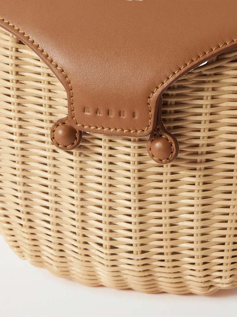 Marni Leather-trimmed Woven Rattan Shoulder Bag | Thumbnail 4 Marni Leather-trimmed Woven Rattan Shoulder Bag | Thumbnail 4