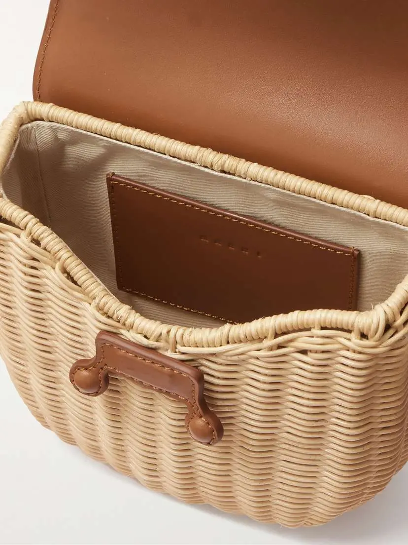 Marni Leather-trimmed Woven Rattan Shoulder Bag | Thumbnail 5 Marni Leather-trimmed Woven Rattan Shoulder Bag | Thumbnail 5