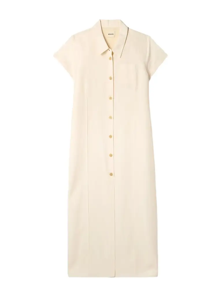 Khaite Effy Silk And Cotton-blend Organza Midi Shirt Dress