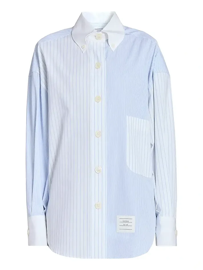 Women's Striped Cotton Poplin Supersized Button-Down Shirt