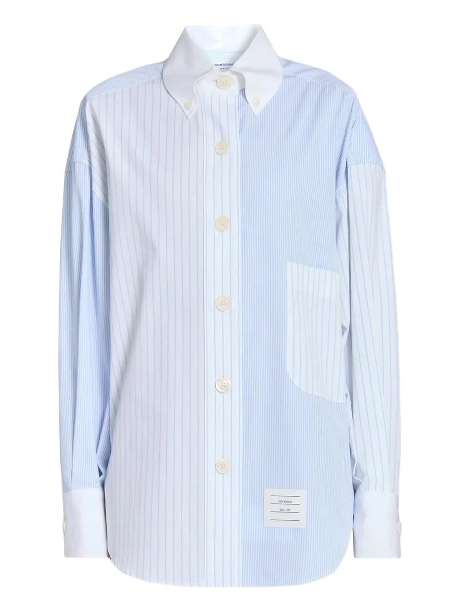 Women's Striped Cotton Poplin Supersized Button-Down Shirt Women's Striped Cotton Poplin Supersized Button-Down Shirt