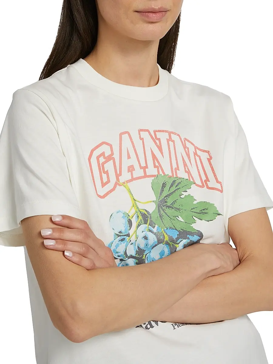 Ganni Women's Grapes Logo Cotton T-Shirt | Thumbnail 6 Ganni Women's Grapes Logo Cotton T-Shirt | Thumbnail 6