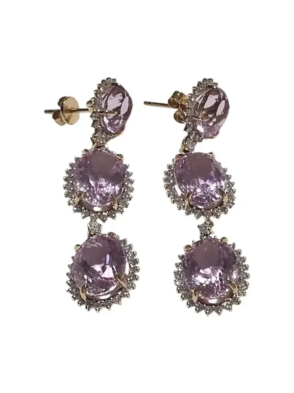 Kunzite Diamond 18K Gold Earrings Kunzite Diamond 18K Gold Earrings