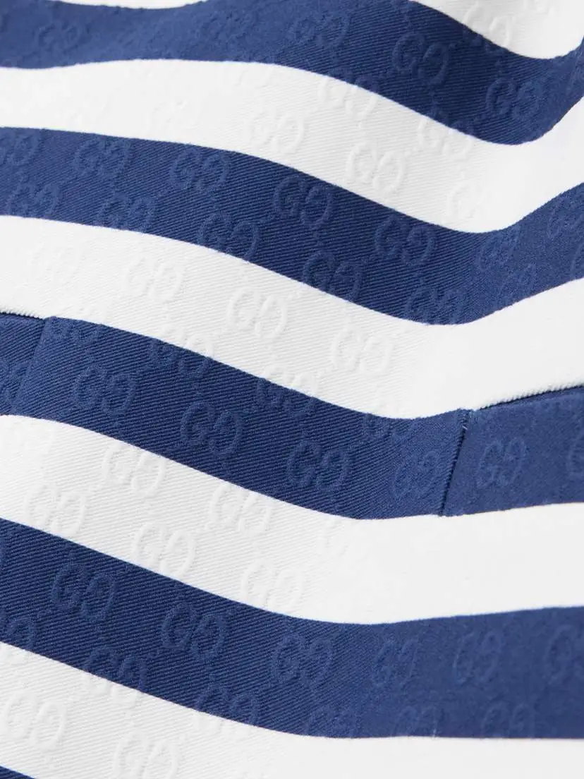Gucci Striped Embossed Cotton-blend Twill Mini Dress | Thumbnail 4 Gucci Striped Embossed Cotton-blend Twill Mini Dress | Thumbnail 4