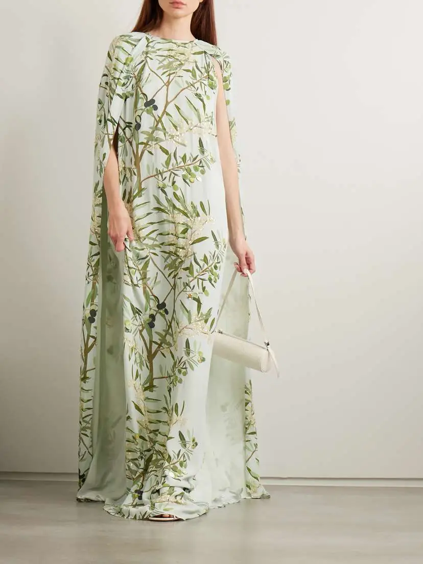BERNADETTE Minnie Cape-effect Embellished Floral-print Crepe De Chine Gown | Thumbnail 2 BERNADETTE Minnie Cape-effect Embellished Floral-print Crepe De Chine Gown | Thumbnail 2
