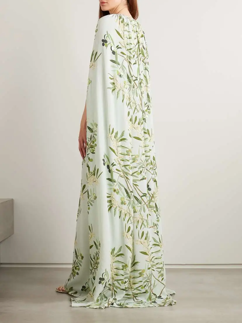 BERNADETTE Minnie Cape-effect Embellished Floral-print Crepe De Chine Gown | Thumbnail 3 BERNADETTE Minnie Cape-effect Embellished Floral-print Crepe De Chine Gown | Thumbnail 3