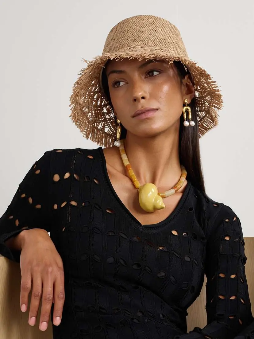 Zimmermann Fringed Macramé Raffia Bucket Hat | Thumbnail 2