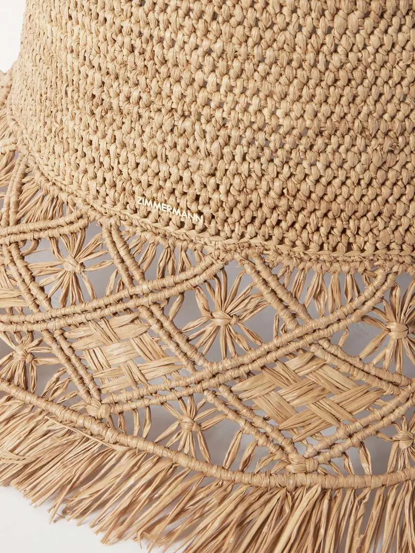 Zimmermann Fringed Macramé Raffia Bucket Hat | Thumbnail 3