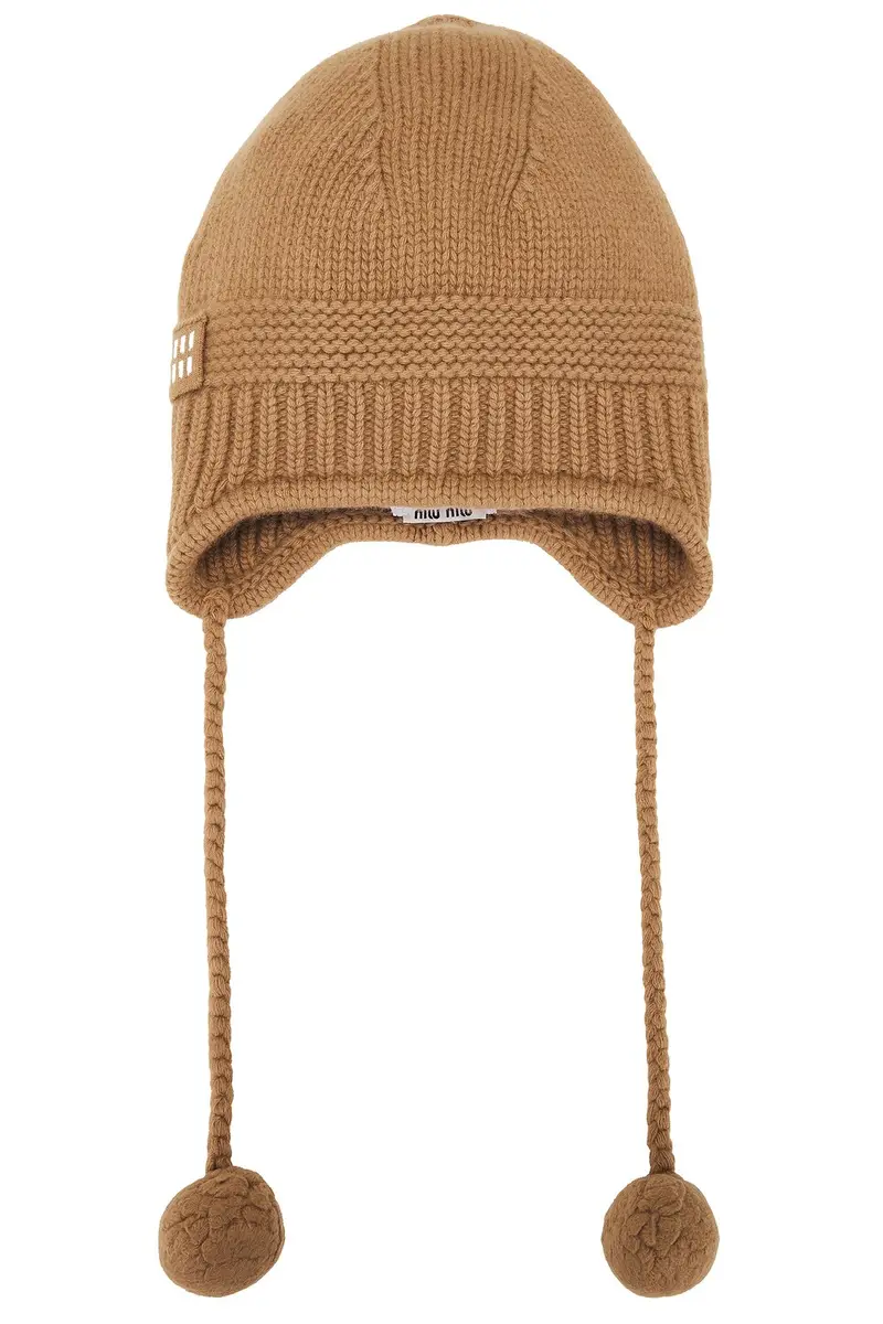 Miu Miu Pom Pom Beanie | Image 1 Miu Miu Pom Pom Beanie | Image 1