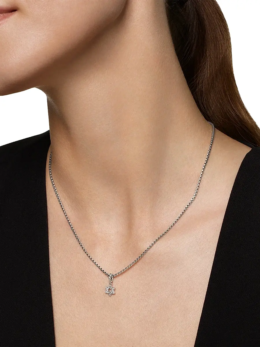 David Yurman Women's Micro Pavé Star of David Amulet in Sterling Silver with Diamonds, 7.4MM - Diamond | Thumbnail 2 David Yurman Women's Micro Pavé Star of David Amulet in Sterling Silver with Diamonds, 7.4MM - Diamond | Thumbnail 2
