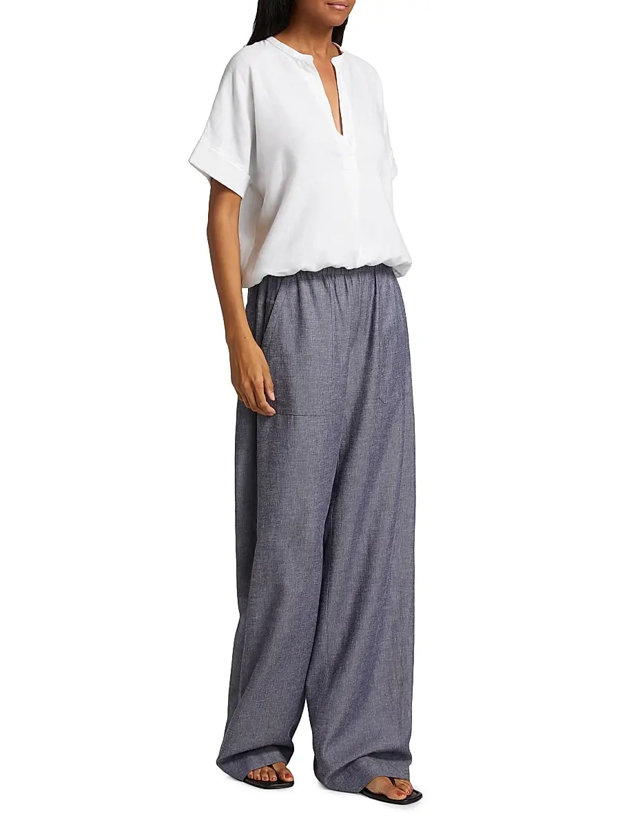 Vince Women's Linen Dolman Short-Sleeve Shirt | Thumbnail 2 Vince Women's Linen Dolman Short-Sleeve Shirt | Thumbnail 2
