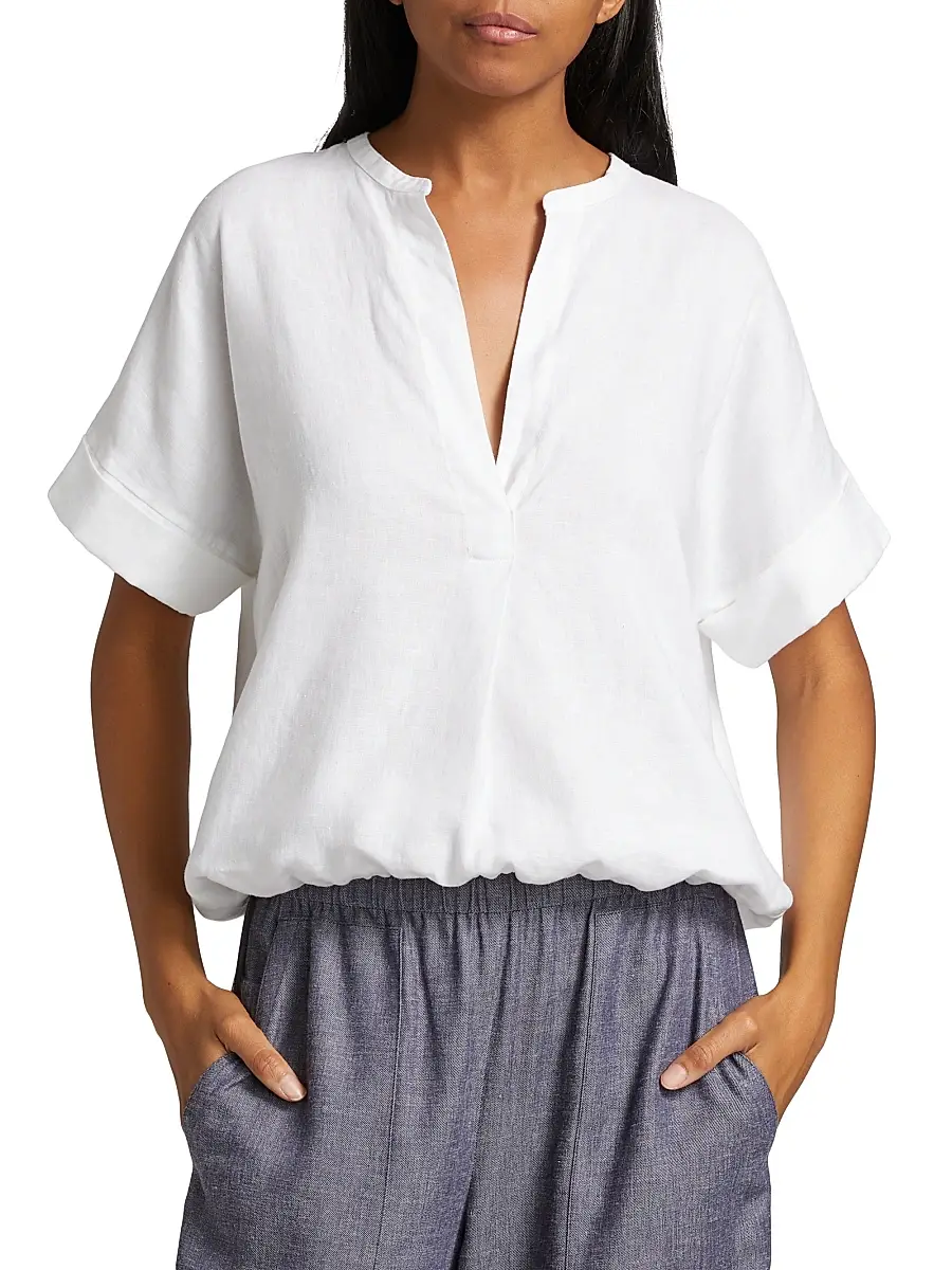 Vince Women's Linen Dolman Short-Sleeve Shirt | Thumbnail 3 Vince Women's Linen Dolman Short-Sleeve Shirt | Thumbnail 3