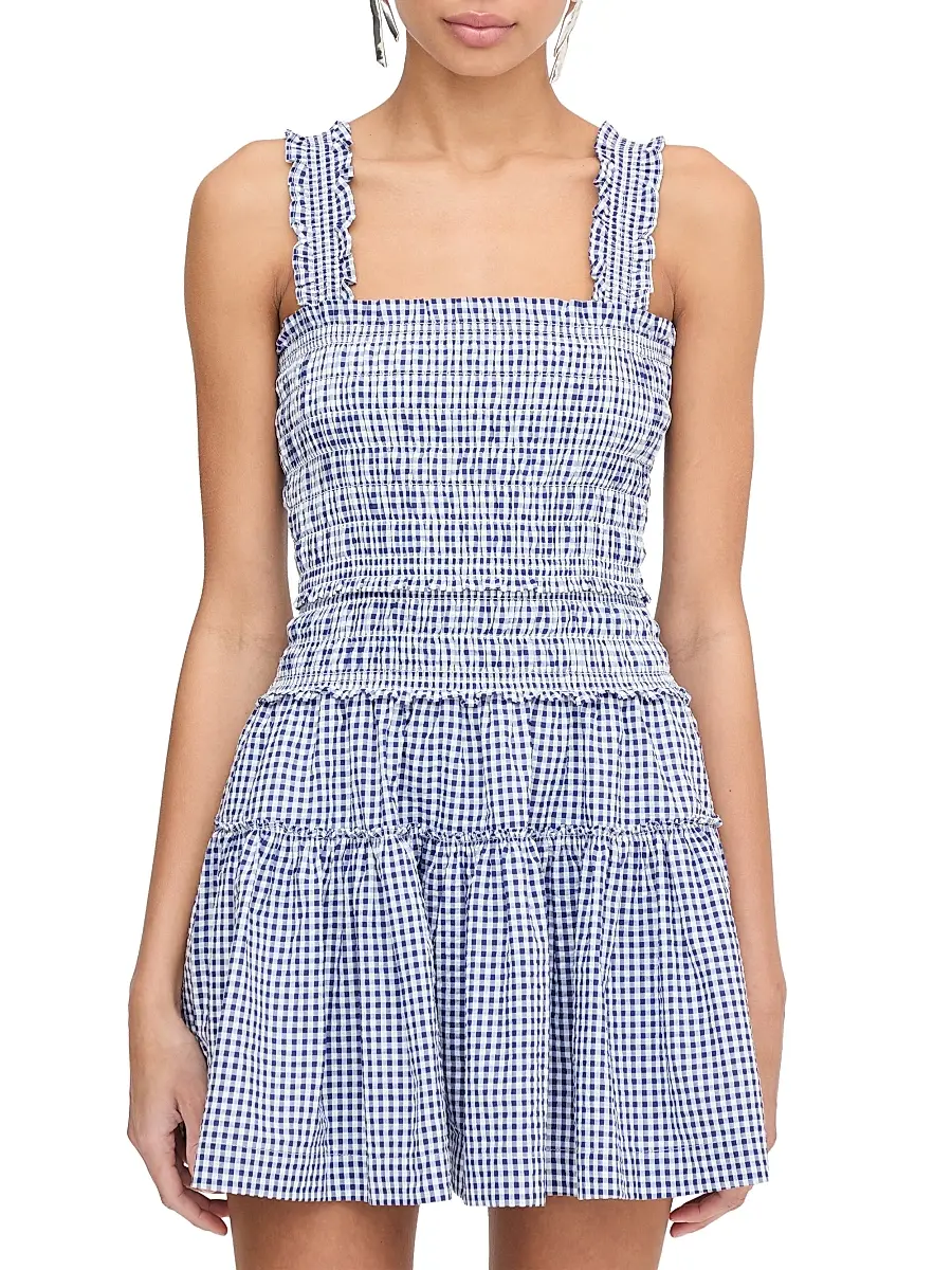 Women's The Azalea Mini Nap Dress - Navy Gingham